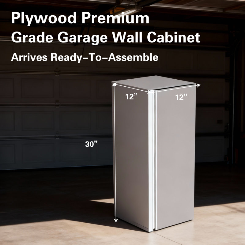 Armoire murale de rangement modulaire Premium Garage, porte à fermeture douce, poignées intégrées, fabrication de boîte en contreplaqué robuste, organisateur d'outils et d'équipement, 12 po