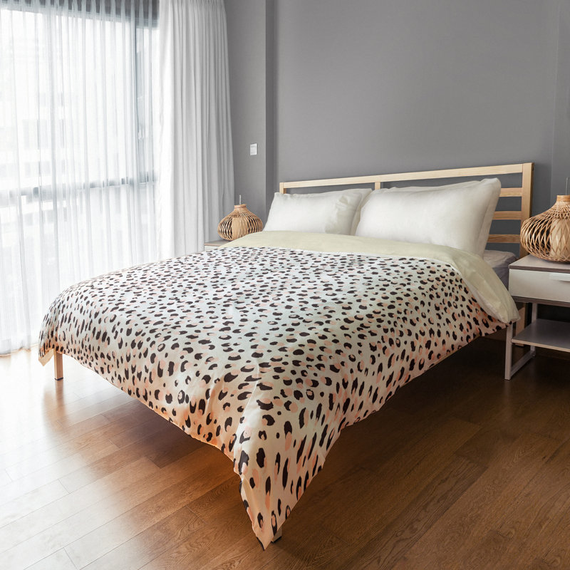 Housse de couette en microfibre brune / ivoire, Housse de couette pour lit double