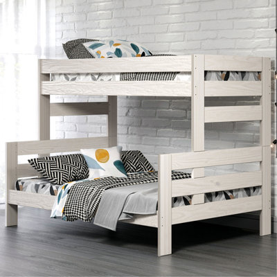 Lit superposé en bois massif blanc avec planches de style rustique et l 78 po x P 61 po H, simple à assembler en pin brésilien, facile à assembler