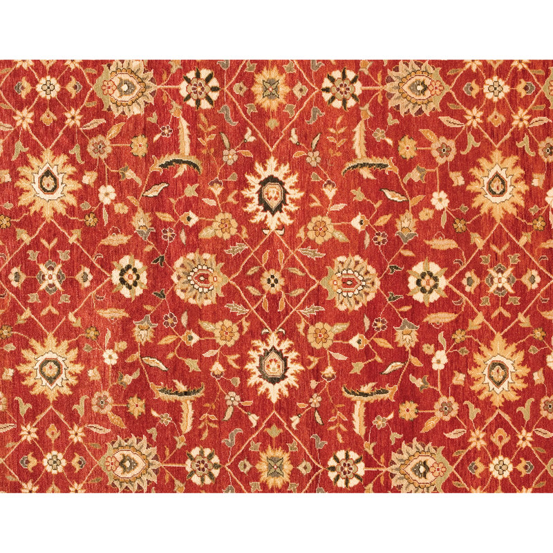 Wool Oriental Area Rug in Red/Beige/Dark Green, Rectangle 12' x 20'