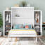 Grand lit escamotable moderne avec deux garde-robe et une tablette de rangement, cadre de lit plateforme pliable en bois pour chambre d'amis, chambre à coucher