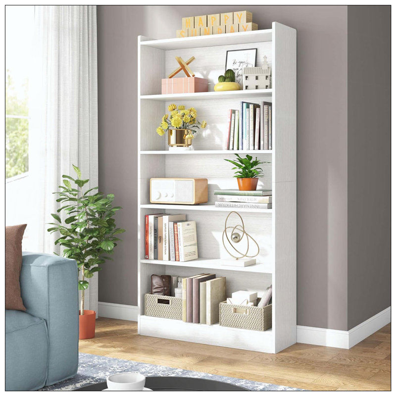 Bibliothèque de rangement moderne à 6 niveaux, (6 tablettes) H 72,05 po x l 11,81 po x P 35,43 po