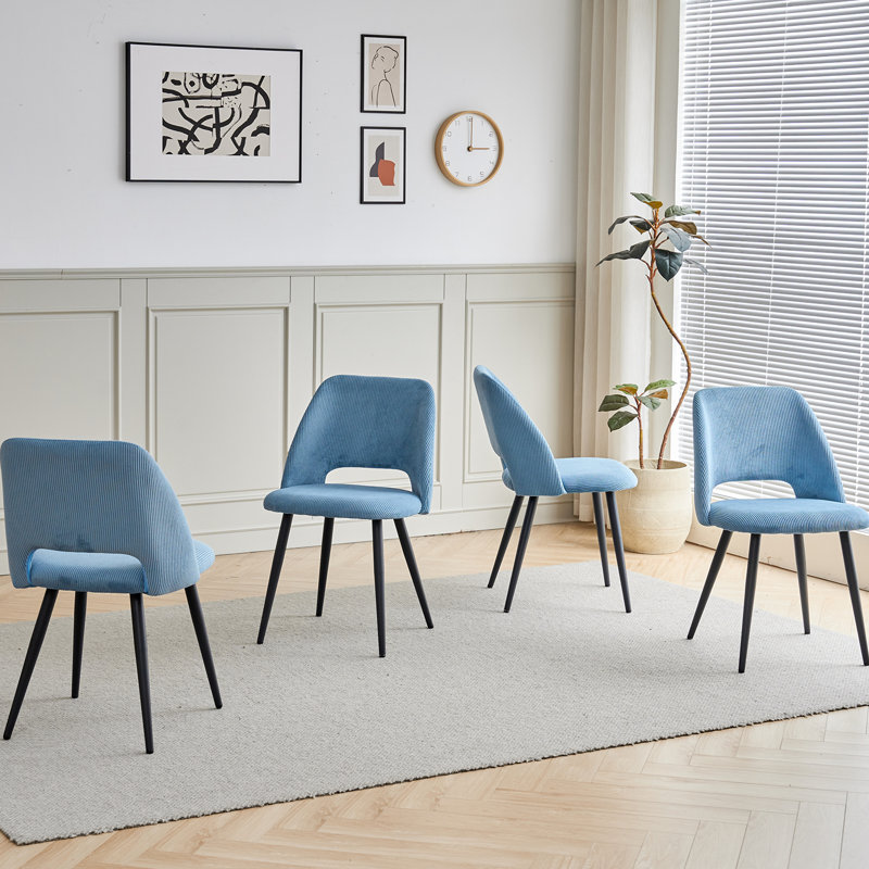 43.5cm H Upholstered Metal Parsons Chair, Blue, 4