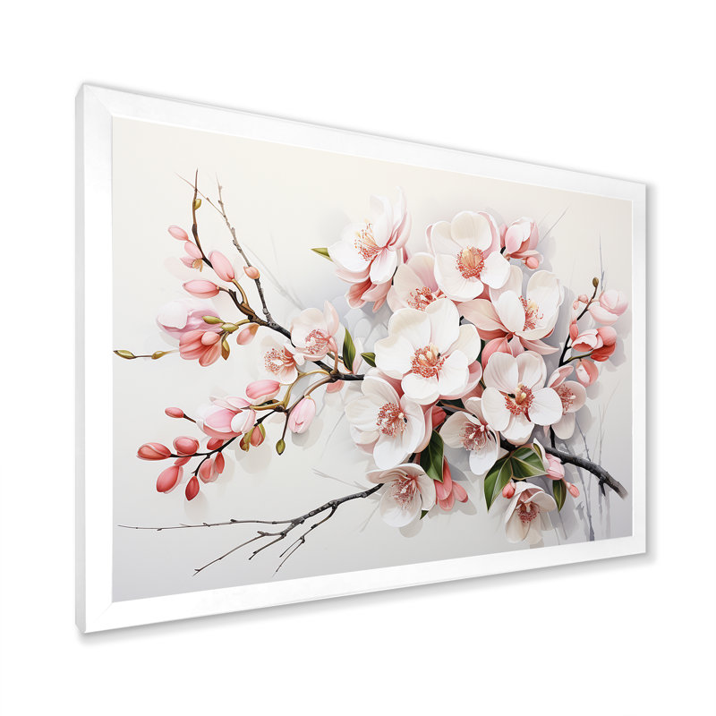 «Pink Orchids Minimalisme Dream I» sur toile, H 34 po x l 44 po x P 1,5 po, Cadre simple blanc