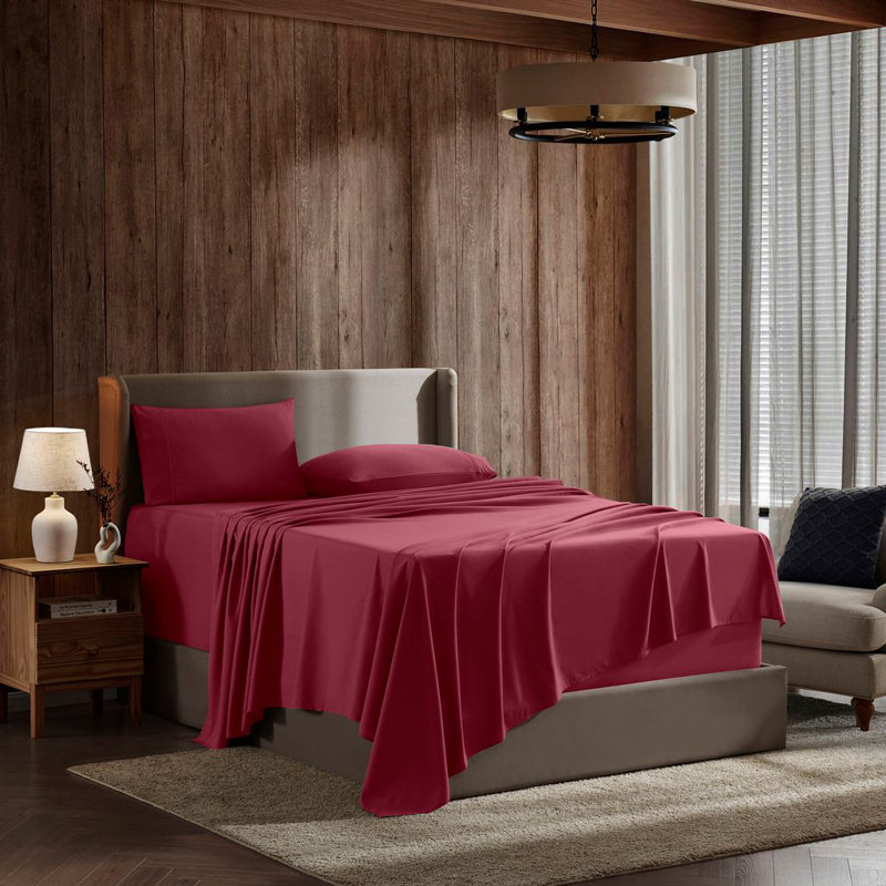 Ensemble de draps ultra doux et respirant Hotel Collection, Bourgogne, Ensemble de draps pour lit double + drap-housse + 