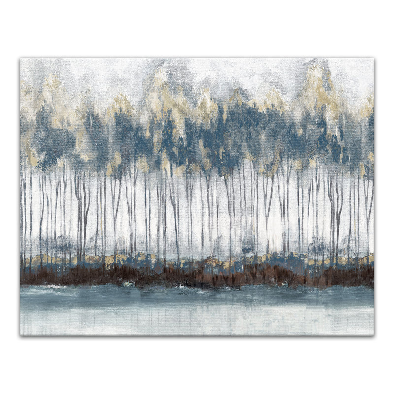 Paysage de bouleau sur toile, H 11 po x l 14 po x P 1,25 po, Sans cadre