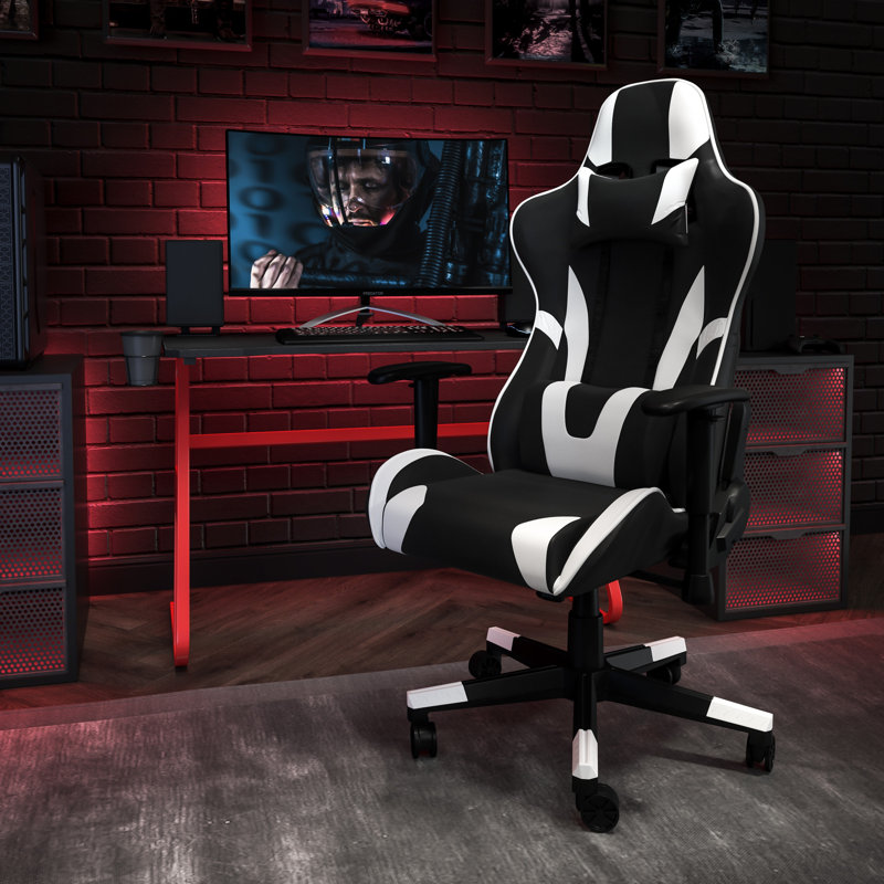 Bridesdale 2 Piece Computer Desk Office Set, Black/White