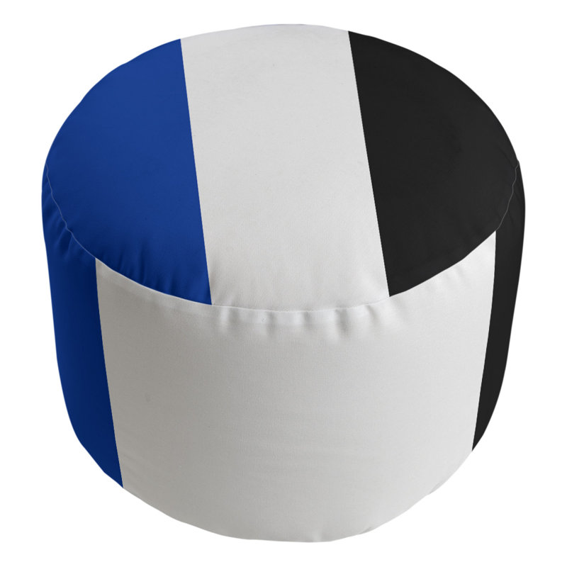 Repose-pieds cubique rond à rayures 20,5", Bleu / blanc / noir