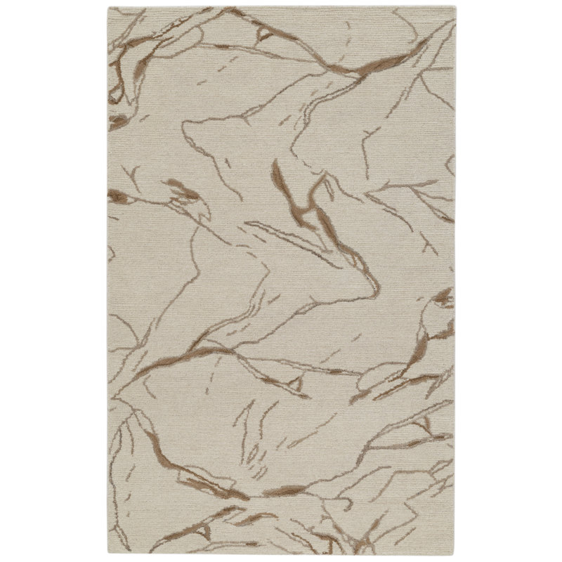 Dannie Ada Hand-Tufted Wool Abstract Area Rug, Rectangle 5' x 8', Ivory
