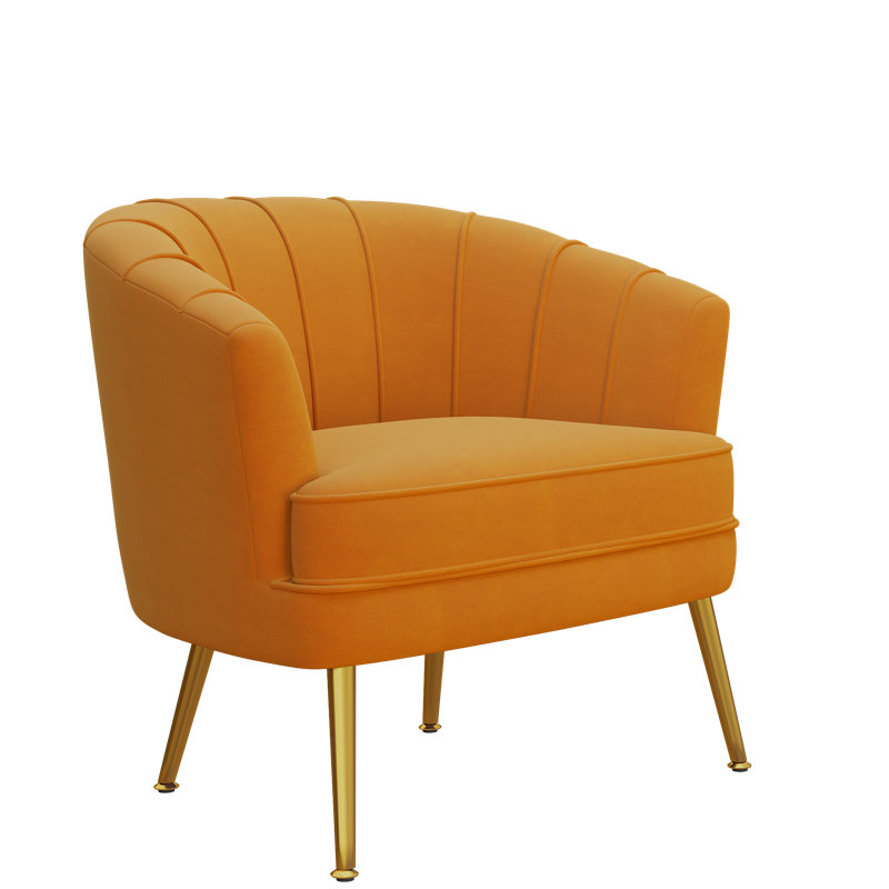 Fauteuil l 27 po Walsall, Velours orange