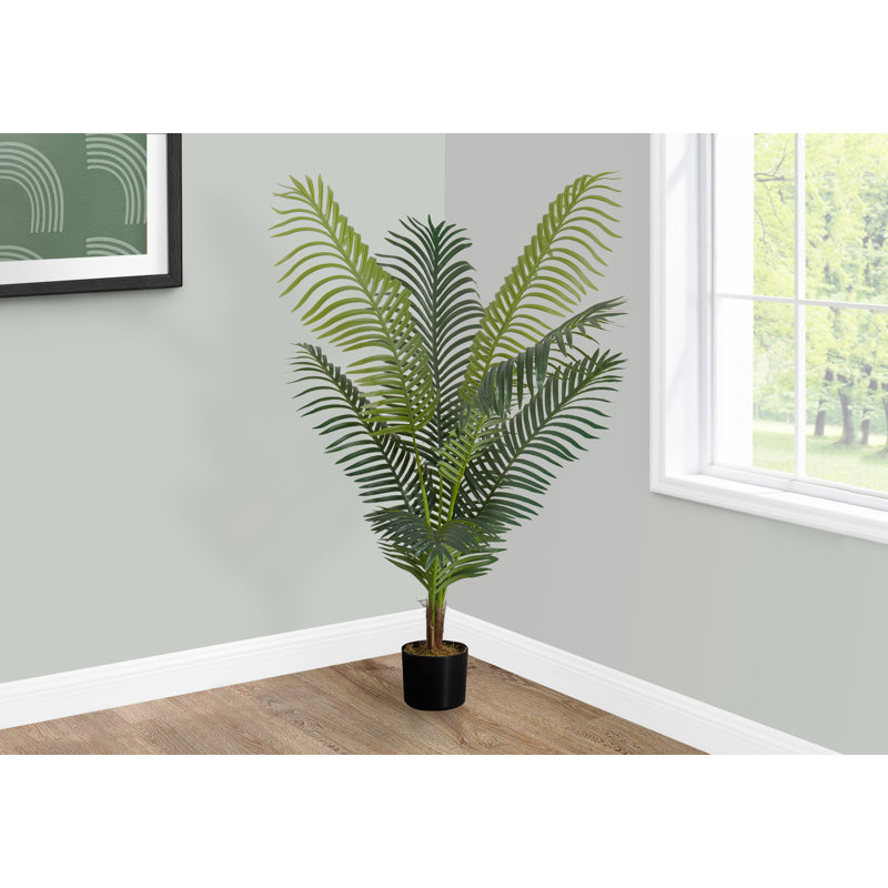 Palmier Aldo, plante artificielle, 11 feuilles de soie réglables, noir, H 47,3 po x l 29,55 po x P 31,47 po