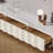 118.1" Cream Multi-Combination TV Stand with 5 Drawers, Wave-Pattern Frame