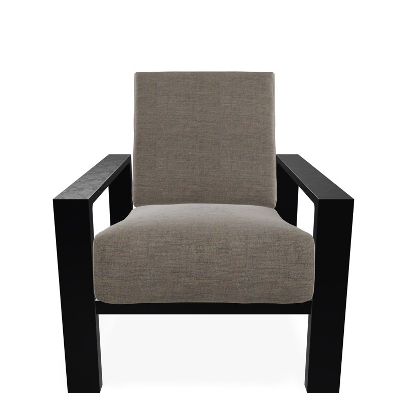 Chaise avec accoudoirs à coussin profond Larssen, Noir, Tissage uni cendre coulée Sunbrella®