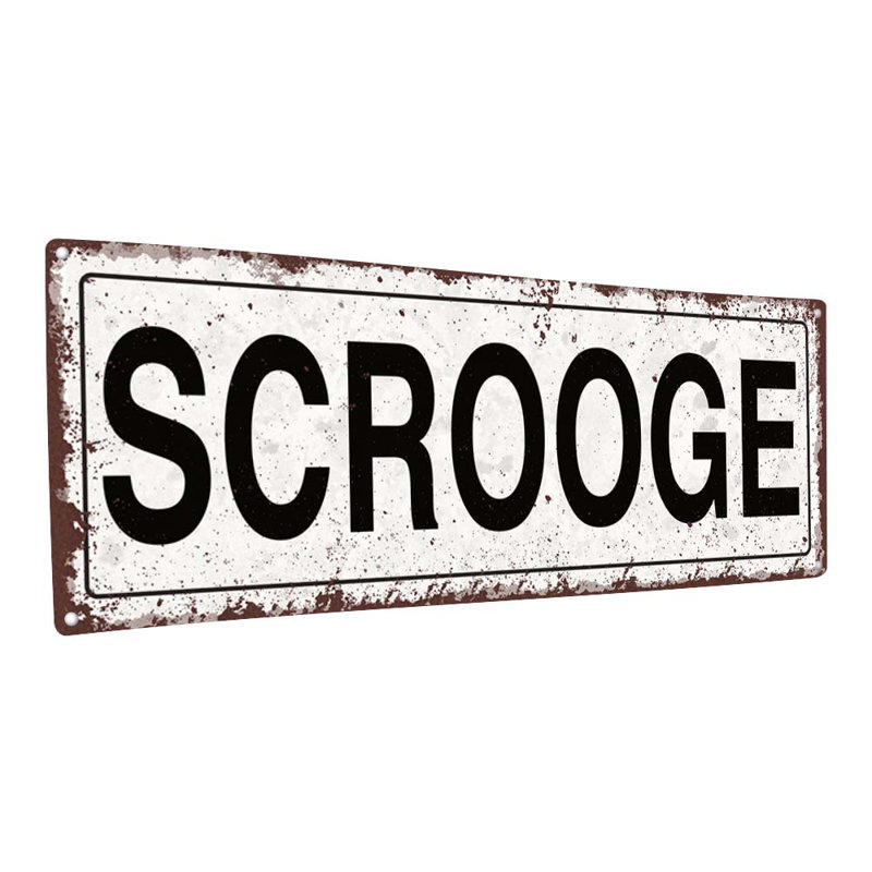 Plaque en métal Scrooge Christmas, H 5,75 po x l 15,5 po x P 0,04 po