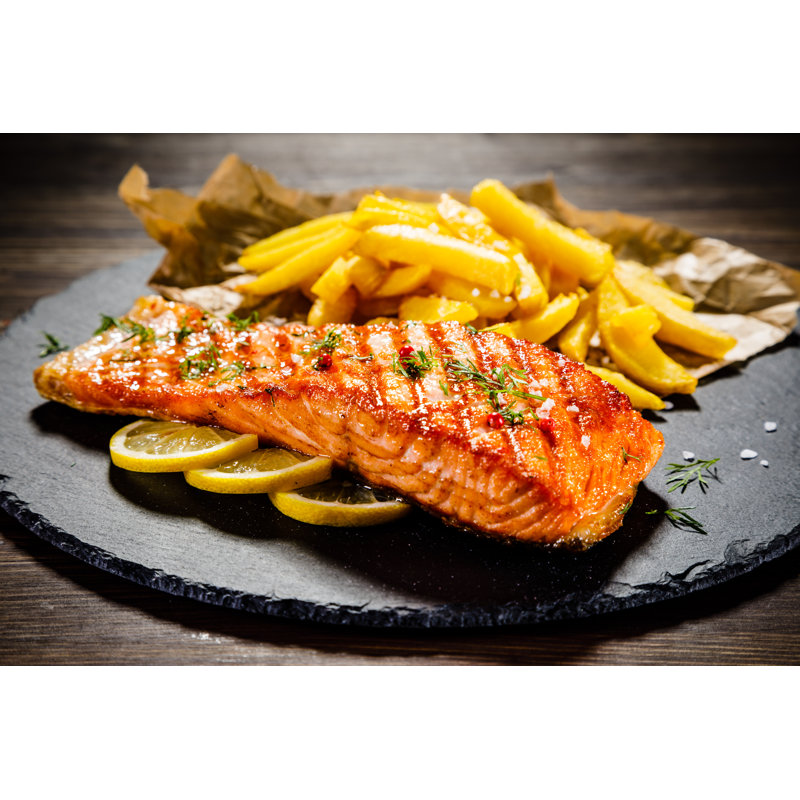 Grilled Salmon - Wrapped Canvas Print, 30cm H x 46cm W x 3.8cm D