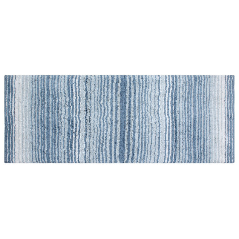 Tapis pour salle de bain 100% coton avec envers en latex, Bleu, Simple - L 21 po x l 54 po