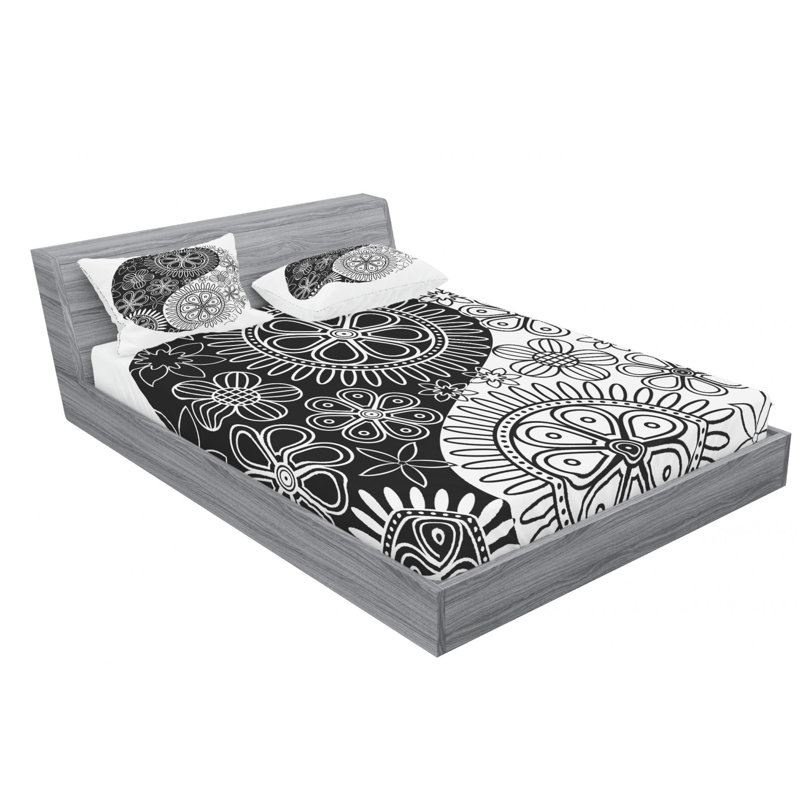 Microfiber Floral Sheet Set, Queen Sheet Set with Fitted Sheet