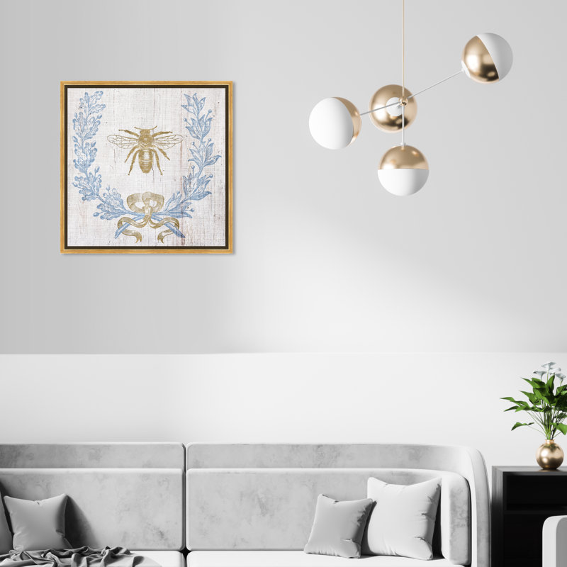 Couronne et ruban I - impression, H 21 po x l 21 po, Toile avec cadre doré