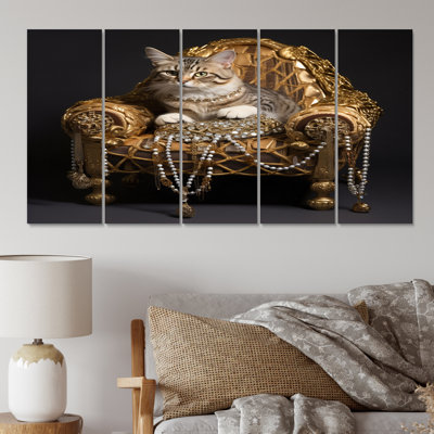 Gangsta Glam Cool Cat - Art animalier sur toile, 5 panneaux égaux