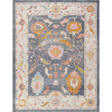 Oushak Hand Knotted Wool Oriental Area Rug in Gray/Ivory