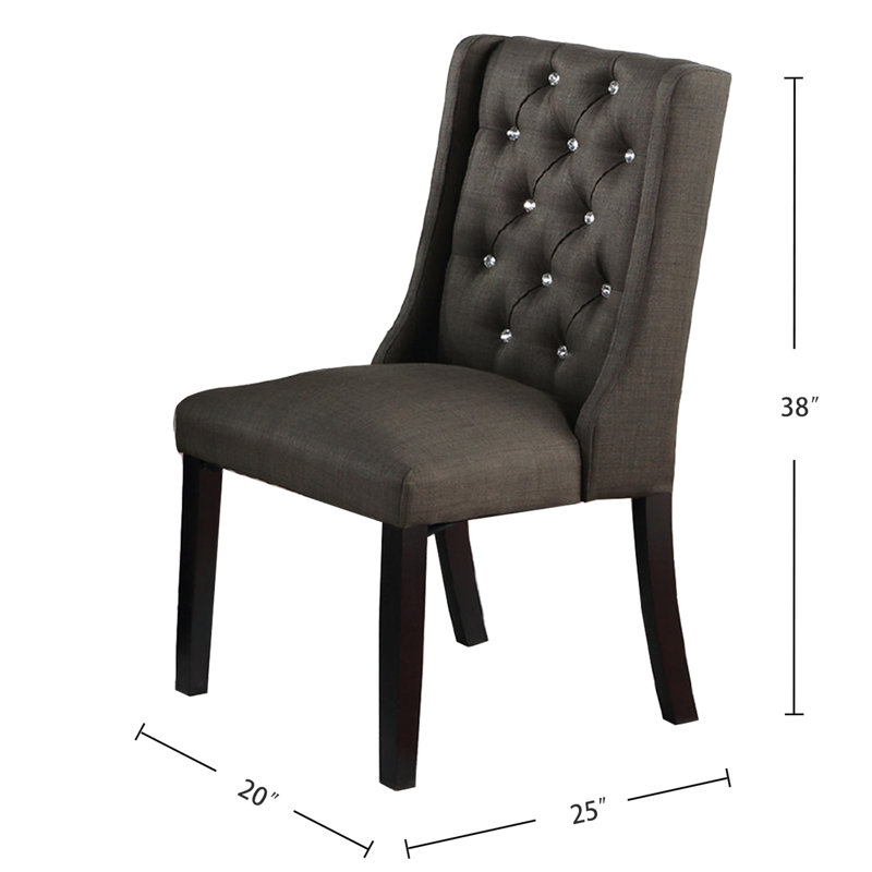 Chaises de salle à manger rembourrées en polyfibre avec dossier à 2 boutons et construction stable en tissu d'ameublement