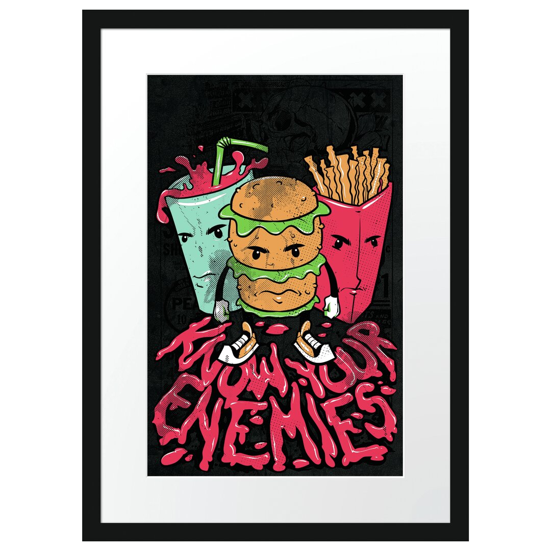 Gerahmtes Poster Know Your Enemies Black