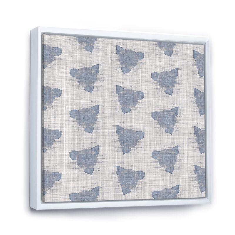 «Vintage Blue Famhouse Flower IV», reproduction d'art sur toile à motifs, Cadre flottant blanc, H 16 po x l 16 po x P 1 po