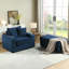 Confortable 1 velours côtelé bleu avec 2 coussins décoratifs et un canapé de siège profond pour le salon, tissu de luxe, structure à haute éponge et ressorts, soutien ergonomique réfléchi, coussin lombaire,