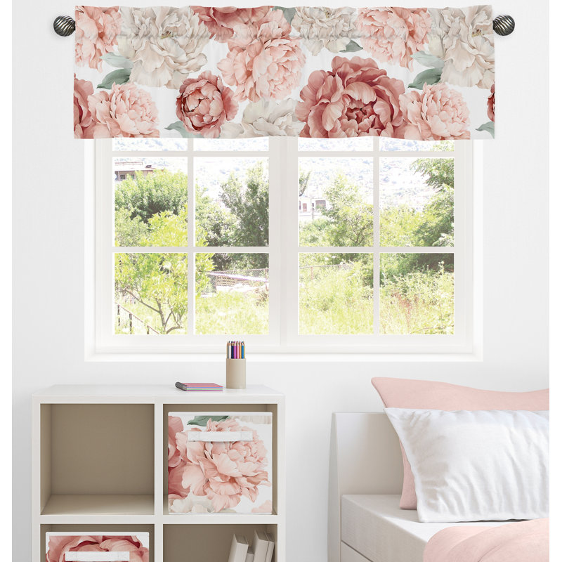Blush Pink and Ivory Floral Garden Window Valance