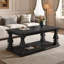 Table basse rustique vieillie, avec plateau en planches lourdes et pieds balustres carrés, salon rustique de 47,24 po de long 
Table avec tablette de rangement