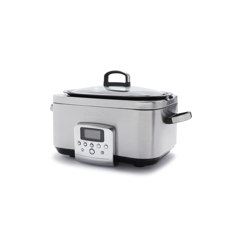GreenPan Elite Slowcooker 6L, Stainless Steel