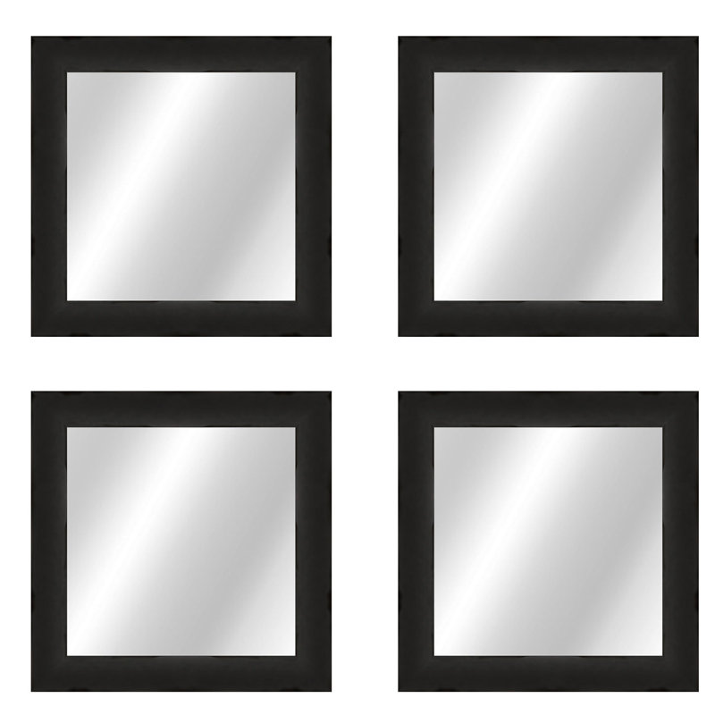Metropolis Flat Beveled Wall Mirror, High Gloss Black