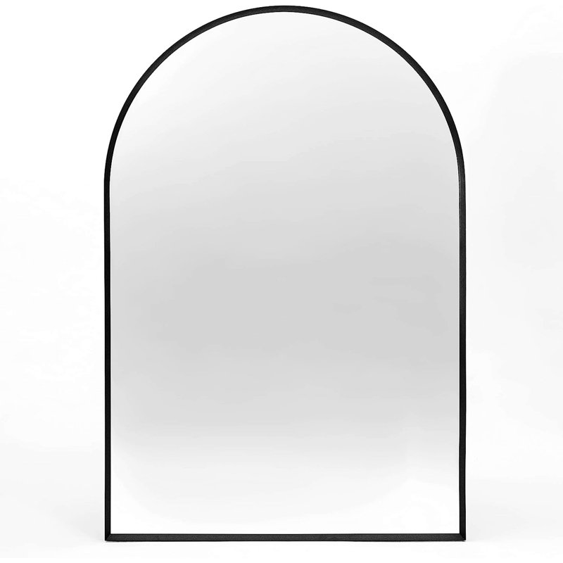 30X40 Inch Arched Wall Mirror With Black Metal Frame | Gift Idea, 30" x 40", Black
