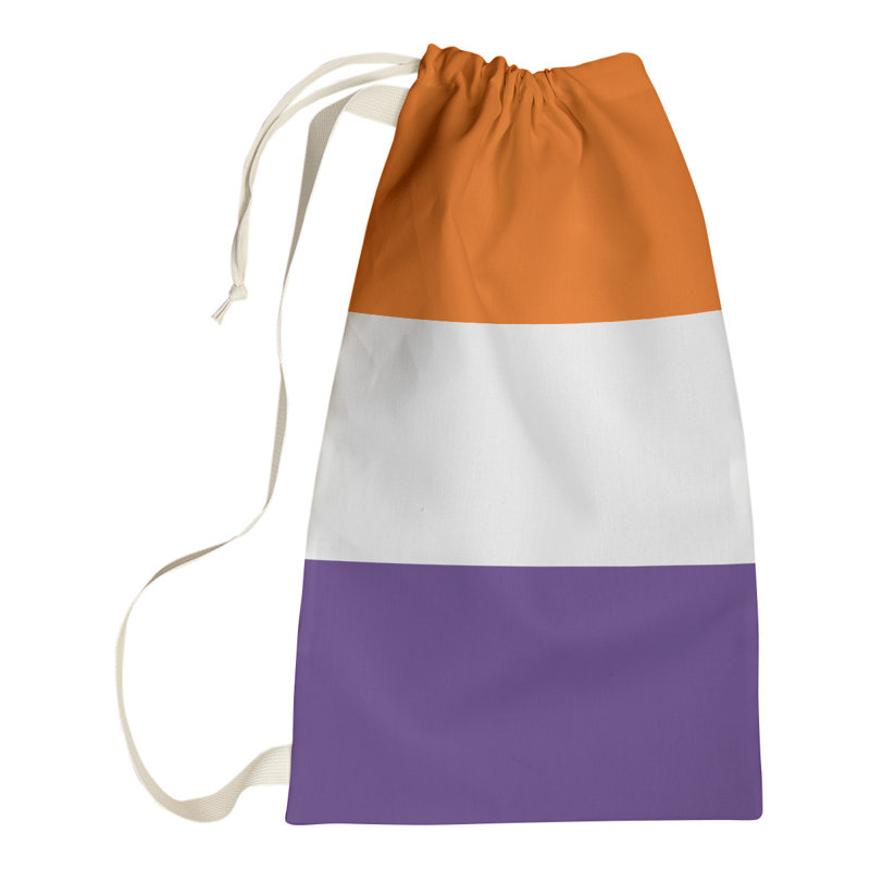 Fabric Laundry Bag with Handles, Medium (36" H x 28" W x 1.5" D), Pittsburgh Orange/White/Purple