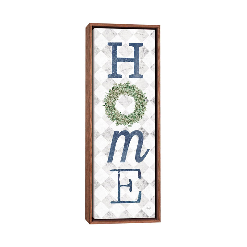 Home With Eucalyptus Wreath II by Marla Rae - Panoramic Print on Canvas, 121.92 cm H x 40.64 cm W, Brown Floater Frame