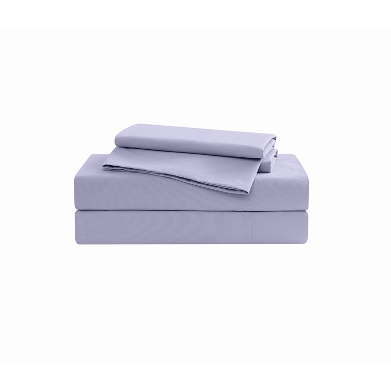  Ensemble de draps 100% coton 200 fils Classic, Ensemble de draps pour très grand lit avec 2 taie, Lavande