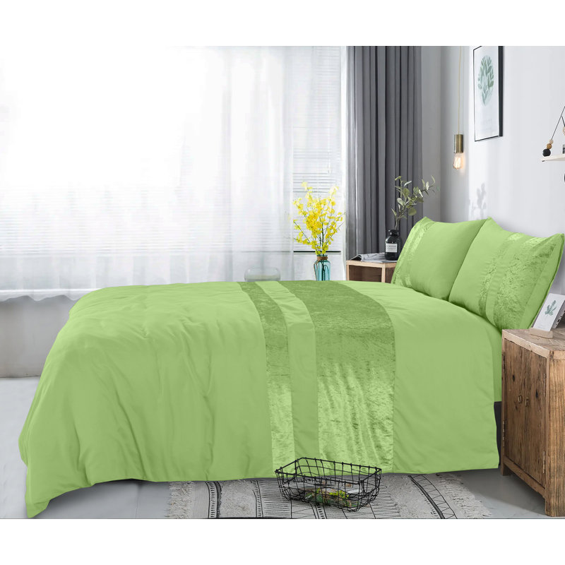 Aptos Polyester Solid Colour Duvet Cover Set with Pillowcases, Sage, King Duvet Cover + 2 Standard Pillowcases