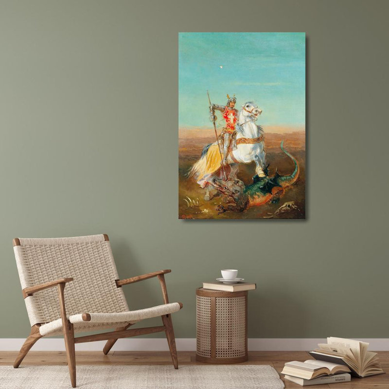 «St George and the Dragon» par Alexander Von Bensa - Art mural sur toile tendue avec châssis, H 40 po x l 28 po