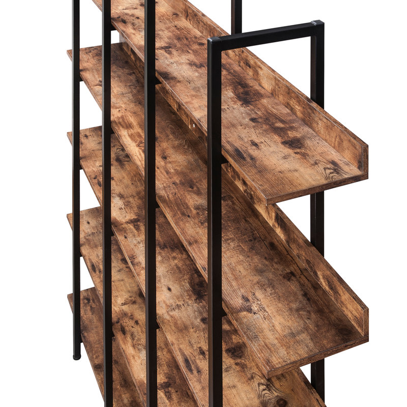 Cassander 70.5"H X 70.9"W Wood Double 5-Tier Bookcase, Black