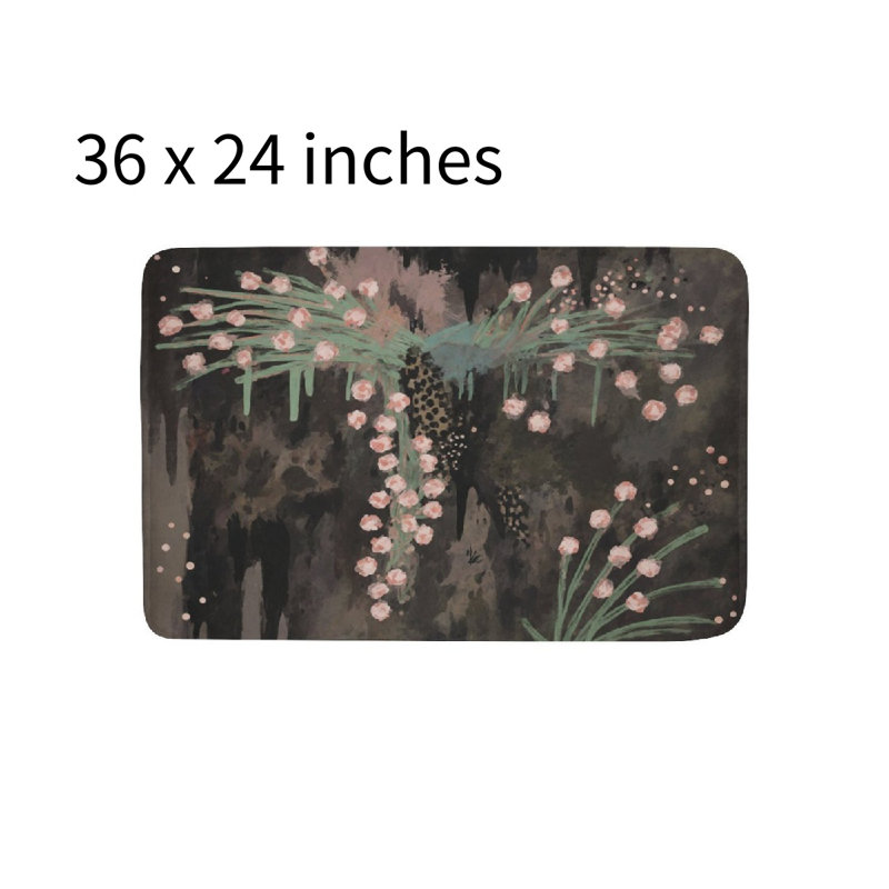 Tapis suspendu pour salle de bain à fleurs roses, 36 x 24