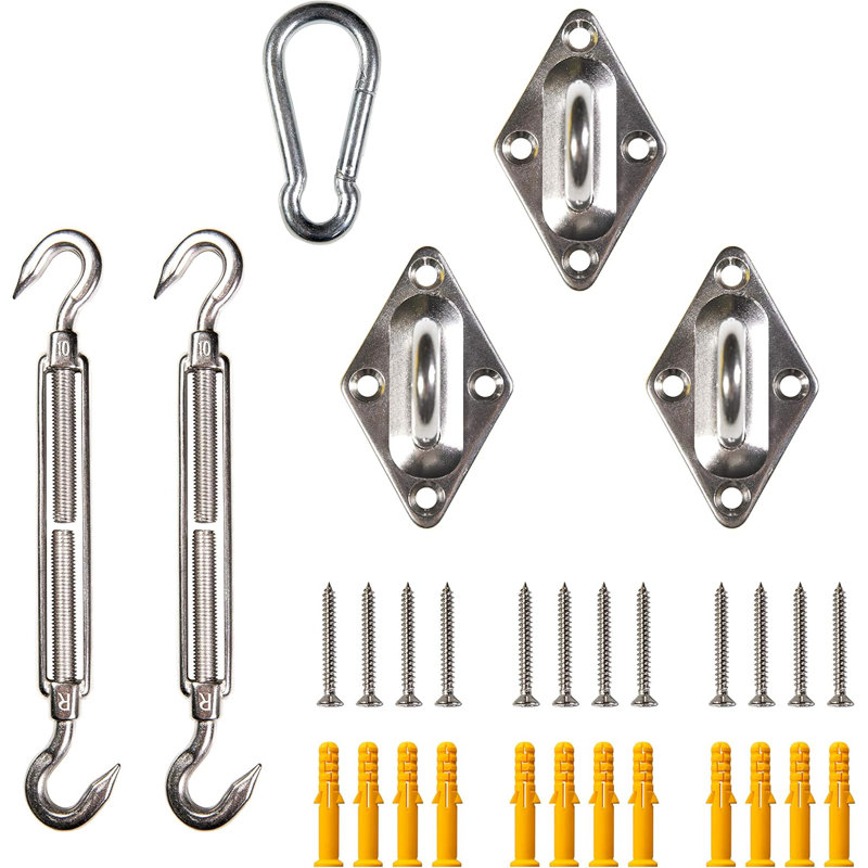 10 Inch Stainless Steel Triangle Sun Shade Sail Installation Kit