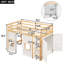 Lit mezzanine simple avec rangement intégré et 2 fenêtres, fabrication en bois de qualité, garde-robe naturel / blanc et fabrication joyeuse-195074684