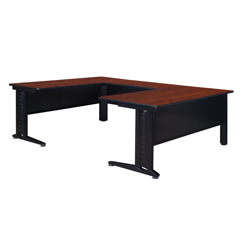 Nevjana Fusion U Shape Desk Shell, Cherry, 29" H x 66" W x 102" D, 48"