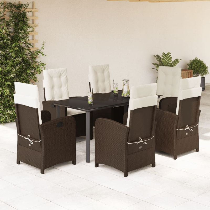 Ensemble repas 5 pièces avec coussins Hokku Designs, 6-Pas de repose-pieds
