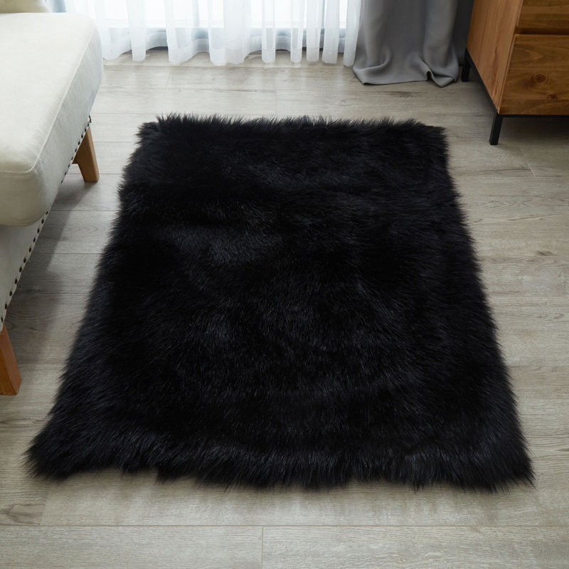 Enrica Soft Fluffy Black Area Rug 