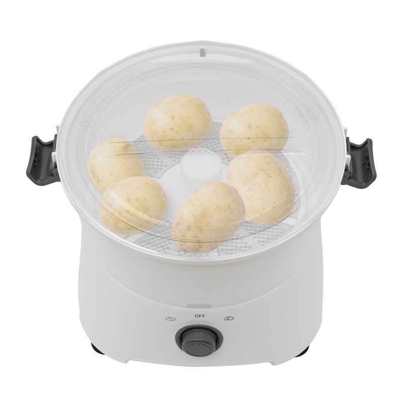 Compact White Electric Potato Peeler with Clear Lid