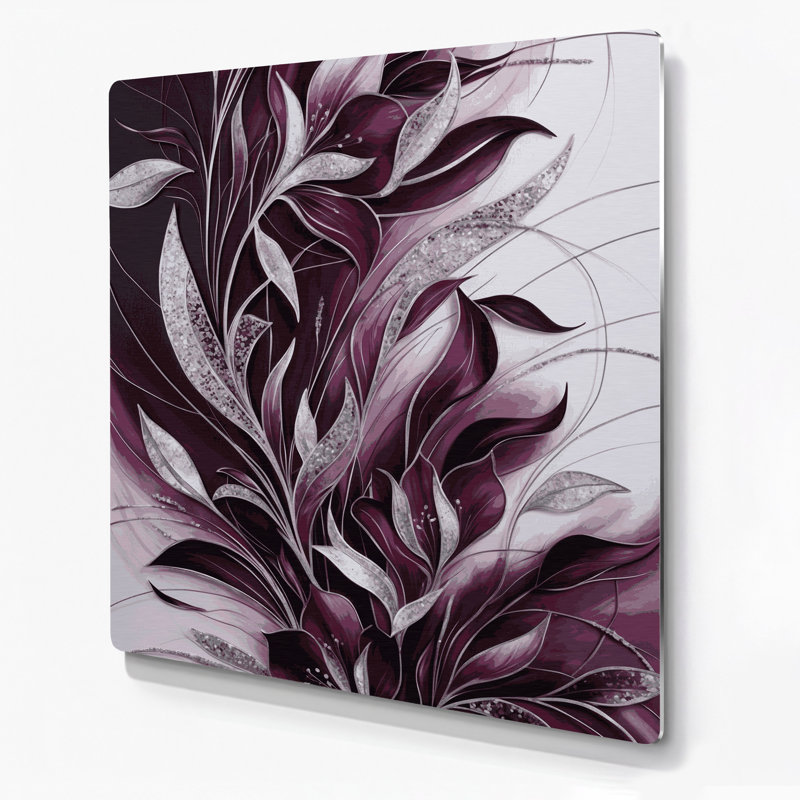 Abstrait floral 9, art mural en métal brun, H 16 po x l 16 po
