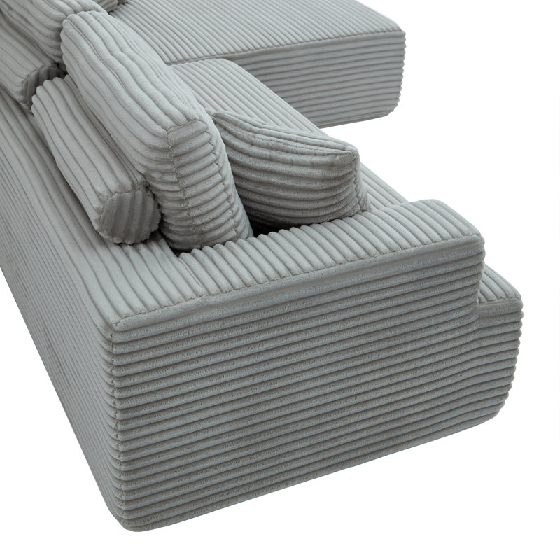 Canapé modulaire en L avec coussins en L Velours côtelé, Velours côtelé gris pâle, Face à la droite