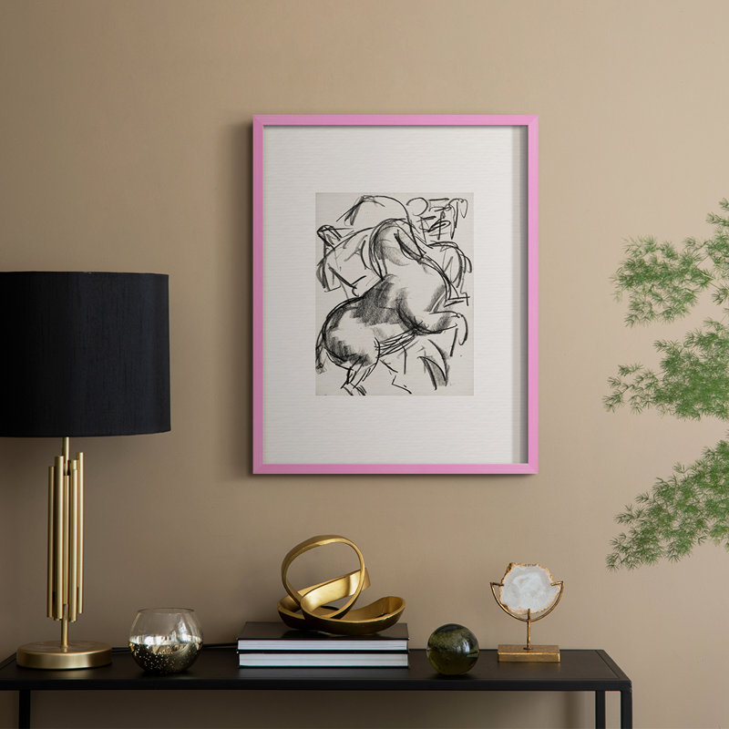 Reproduction encadrée rétro XCVI - bois massif, H 21 po x l 17 po, Rose