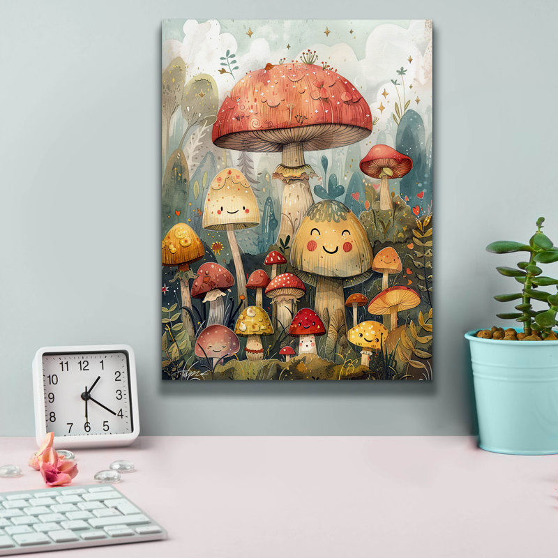 «Cute Mushroom» par Momart, art mural sur toile, H 16 po x l 12 po x P 0,75 po